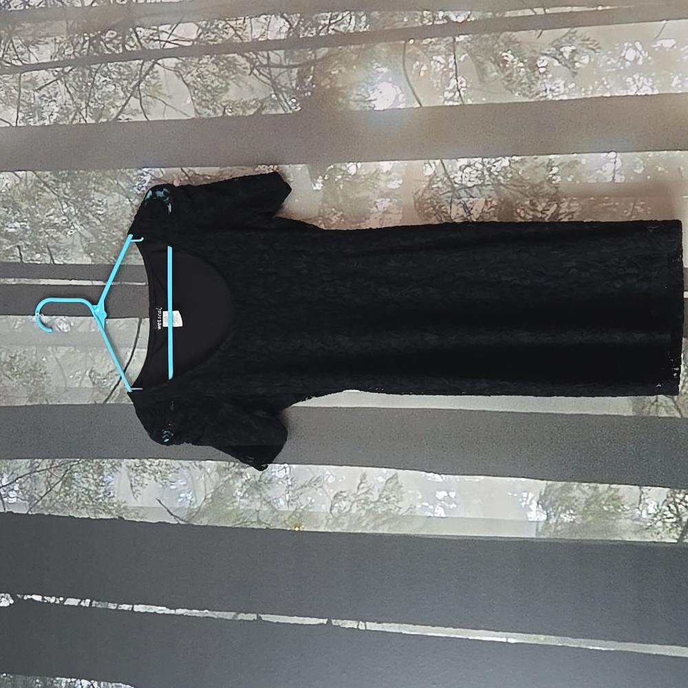 Wet Seal Black Sheath Mini Dress Scoop Neck Short Sleeve